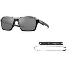 Oakley Мужские солнцезащитные очки Oakley Parlay OO4143 с аксессуарами - шнурок и дизайнерский набор iWear Черный (Polished Black / Prizm Black)