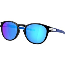 Oakley Солнцезащитные очки Latch Prizm: поляризационные линзы, ретро-стиль, ударопрочная оправа, встроенный зажим Черный (Matte Black/Prizm Sapphire)