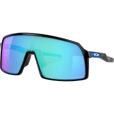 Oakley Солнцезащитные очки Sutro Prizm с широкими цилиндрическими линзами, обзор по бокам, защита от UVA и UVB Черный (Polished Black/Prizm Sapphire)