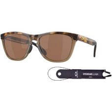 Oakley Солнцезащитные очки Oakley Frogskins Range OO9284 55M квадратной формы для мужчин + набор аксессуаров с шнурком + фирменный комплект iWear Коричневый (Brown Tortoise/ Brown Smoke / Prizm Tungsten Polarized)