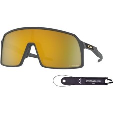Oakley Солнцезащитные очки Oakley Sutro Low Bridge Fit Asian Fit OO9406A с защитным шнурком и дизайнерским комплектом iWear Серый (Matte Carbon / Prizm 24k)