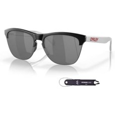 Oakley Мужские круглые солнцезащитные очки Oakley Frogskins Lite OO9374 с набором аксессуаров и футляром Черный (Matte Black / Prizm Black)
