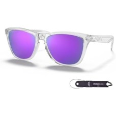 Oakley Мужские квадратные очки Oakley Frogskins OO9245 + аксессуар с ремешком + набор iWear дизайнерского качества Прозрачный (Polished Clear / Prizm Violet)