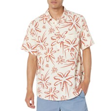 Oakley Классическая рубашка Oakley Deco Palms с коротким рукавом и нагрудным карманом, выполненная из мягкого полиэстера с принтом Синий (Three Lines Palms Arctic)