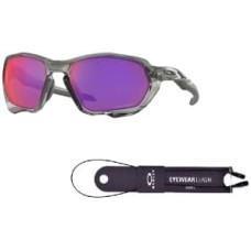 Oakley Мужские прямоугольные солнцезащитные очки Oakley Plazma OO9019 + ремешок-аксессуар и дизайнерский набор для ухода iWear Серый (Grey Ink / Prizm Road)