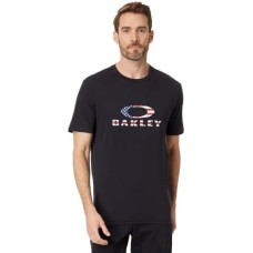 Oakley Мужская футболка Oakley O Bark 2.0 с круглым вырезом, 100% хлопок, удобная посадка Черный (Black/American Flag)