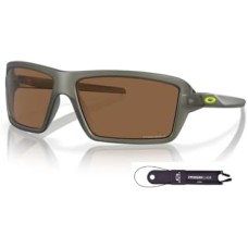Oakley Прямоугольные мужские солнцезащитные очки Oakley Cables OO9129 + ремешок в комплекте + дизайнерский набор iWear Оранжевый (Matte Olive Ink / Prizm Bronze)