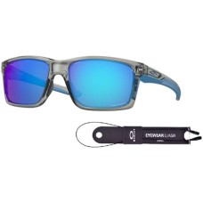 Oakley Очки-авиаторы для мужчин Oakley Mainlink OO9264 + комплект аксессуаров и дизайнерский набор iWear Серый (Grey Ink / Prizm Sapphire)