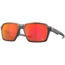 Oakley Мужские солнцезащитные очки Oakley Parlay OO4143 с аксессуарами - шнурок и дизайнерский набор iWear Серый (Matte Carbon / Prizm Ruby)