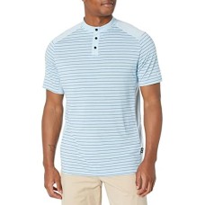 Oakley Мужская футболка Oakley Fringe Stripe с защитой UPF 30+, тремя кнопками и оригинальным дизайном без воротника Синий (Blue)