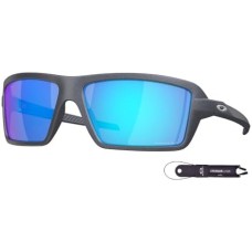 Oakley Прямоугольные мужские солнцезащитные очки Oakley Cables OO9129 + ремешок в комплекте + дизайнерский набор iWear Синий (Blue Steel / Prizm Sapphire)