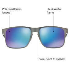 Oakley Солнцезащитные очки Holbrook с металлической оправой и поляризованными линзами Prizm, защищающие от искажений и усталости глаз Серый (Metal Gunmetal W/ Prizmsapphpol)