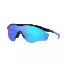 Oakley Мужские очки с крупной нерегулярной оправой, градиентные линзы Prizm, размер 145/121, в комплекте чехол Черный (POLISHED BLACK/PRIZM SAPPHIRE)