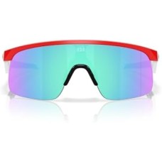 Oakley Прямоугольные солнцезащитные очки OJ9010 Resistor, стильный молодежный дизайн, ударопрочные, линзы Prizm Красный (Matte Redline/Prizm Sapphire)