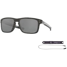 Oakley Мужские прямоугольные солнцезащитные очки Holbrook Mix OO9384 с ремешком и набором ухода от Designer iWear Черный (Woodgrain / Prizm Black)