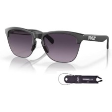 Oakley Мужские круглые солнцезащитные очки Oakley Frogskins Lite OO9374 с набором аксессуаров и футляром Черный (Black / Prizm Grey Gradient)
