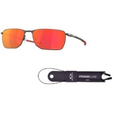 Oakley Мужские прямоугольные солнцезащитные очки Oakley Ejector OO4142 + комплект со шнурком + набор для ухода iWear Серый (Matte Gunmetal / Prizm Ruby)
