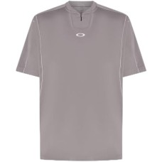Oakley Поло Oakley Men's Reduct с коротким рукавом, легкое из полиэстера CiCLO, стильный воротник и скрытая молния Серый (Storm Front)