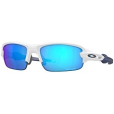 Oakley Легкие детские солнцезащитные очки Flak XXS для детей 6-10 лет с накладками Unobtainium Белый (Matte White/Prizm Sapphire)