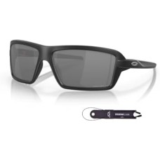 Oakley Прямоугольные мужские солнцезащитные очки Oakley Cables OO9129 + ремешок в комплекте + дизайнерский набор iWear Черный (Matte Black / Prizm Black Polarized)
