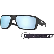 Oakley Очки прямоугольные мужские Oakley Double Edge OO9380 с шнурком и дизайнерским набором по уходу iWear Черный (Matte Black Camo / Prizm Deep Water Polarized)