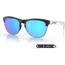 Oakley Мужские круглые солнцезащитные очки Oakley Frogskins Lite OO9374 с набором аксессуаров и футляром Черный (Matte Black / Prizm Sapphire)