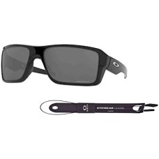 Oakley Очки прямоугольные мужские Oakley Double Edge OO9380 с шнурком и дизайнерским набором по уходу iWear Черный (Polished Black / Prizm Black Polarized)