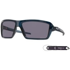 Oakley Прямоугольные мужские солнцезащитные очки Oakley Cables OO9129 + ремешок в комплекте + дизайнерский набор iWear Серый (Transparent Poseidon / Prizm Grey)