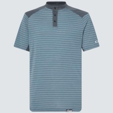 Oakley Мужская футболка Oakley Fringe Stripe с защитой UPF 30+, тремя кнопками и оригинальным дизайном без воротника Зеленый (Dark Slate)
