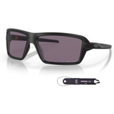 Oakley Прямоугольные мужские солнцезащитные очки Oakley Cables OO9129 + ремешок в комплекте + дизайнерский набор iWear Черный (Matte Black / Prizm Grey)