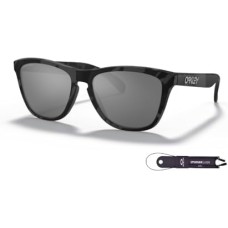 Oakley Мужские квадратные очки Oakley Frogskins OO9245 + аксессуар с ремешком + набор iWear дизайнерского качества Черный (Black Camo / Prizm Black)