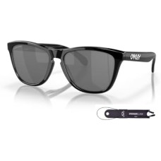 Oakley Мужские квадратные очки Oakley Frogskins OO9245 + аксессуар с ремешком + набор iWear дизайнерского качества Черный (Polished Black / Prizm Black)