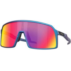 Oakley Солнцезащитные очки Sutro Prizm с широкими цилиндрическими линзами, обзор по бокам, защита от UVA и UVB Черный (Matte Cyan/Black Colorshift/Prizm Road)