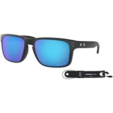Oakley Мужские солнцезащитные очки Oakley Holbrook OO9102 с креплением и аксессуарами VISIOVA Черный (Matte Black / Prizm Sapphire Iridium Polarized (9102f0))