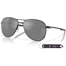 Oakley Мужские солнцезащитные очки-авиаторы Oakley Contrail OO4147 с креплением на шею и комплектом ухода iWear Черный (Satin Black / Prizm Black Polarized)
