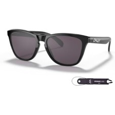 Oakley Мужские квадратные очки Oakley Frogskins OO9245 + аксессуар с ремешком + набор iWear дизайнерского качества Черный (Polished Black / Prizm Grey)