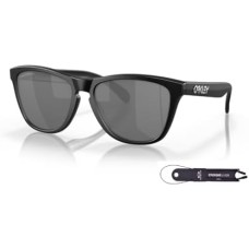 Oakley Мужские квадратные очки Oakley Frogskins OO9245 + аксессуар с ремешком + набор iWear дизайнерского качества Черный (Matte Black / Prizm Black Polarized)