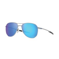 Oakley Мужские авиаторы с черной металлической оправой и синими линзами, 57 мм Серебряный (Satin Chrome)