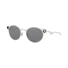 Oakley Солнцезащитные очки Deadbolt для мужчин, круглая форма, маленький размер, линзы Prizm Черный (SATIN CHROME/PRIZM BLACK)