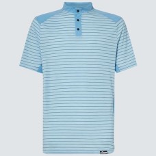 Oakley Мужская футболка Oakley Fringe Stripe с защитой UPF 30+, тремя кнопками и оригинальным дизайном без воротника Синий (Stonewash Blue)