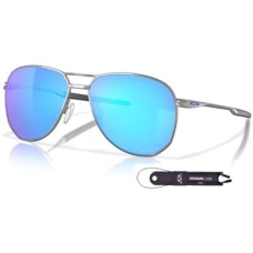 Oakley Мужские солнцезащитные очки-авиаторы Oakley Contrail OO4147 с креплением на шею и комплектом ухода iWear Синий (Satin Chrome / Prizm Sapphire)