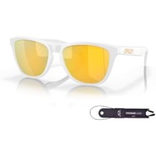 Oakley Мужские квадратные очки Oakley Frogskins OO9245 + аксессуар с ремешком + набор iWear дизайнерского качества Белый (Matte White / Prizm 24k Polarized)