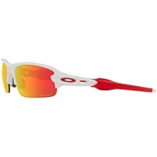 Oakley Легкие детские солнцезащитные очки Flak XXS для детей 6-10 лет с накладками Unobtainium Белый (Matte White/Prizm Ruby)