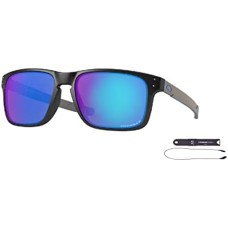 Oakley Мужские прямоугольные солнцезащитные очки Holbrook Mix OO9384 с ремешком и набором ухода от Designer iWear Синий (Steel / Prizm Sapphire Irid Polarized)