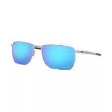 Oakley Мужские солнцезащитные очки OO4142, прямоугольные оправы, линзы Prizm, размер 58/16/139 Синий (SATIN CHROME/PRIZM SAPPHIRE)