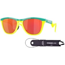 Oakley Мужские солнечные очки Oakley Frogskins Hybrid OO9289 + аксессуар в комплекте + дизайнерский набор iWear Желтый (Celeste/Tennis Ball Yellow / Prizm Ruby)